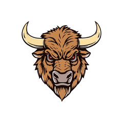 buffalo editable Esport vector logo  on white background side view, buffalo icon, buffalo head, buffalo sticker, bull, bison