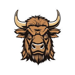 buffalo editable Esport vector logo  on white background side view, buffalo icon, buffalo head, buffalo sticker, bull, bison
