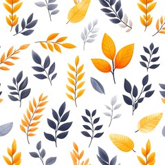 Seamless Pattern with Vibrant and Lush Leaves on a Fresh White Background