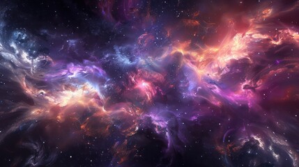 Fototapeta premium A vibrant cosmic scene showcasing swirling colors and patterns, evoking the beauty and mystery of the universe.