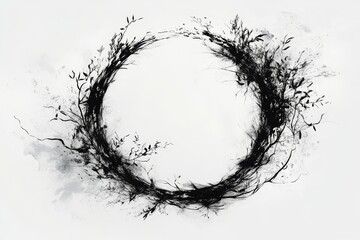 Black Ink Wreath of Branches