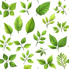 Obraz premium Seamless background with vibrant and lush green leaf patterns in natural fresh design