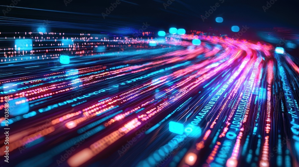 Aufkleber abstract digital data flow background