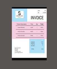 stylish blue business invoice template Design, modern business payment arrangement, and Business invoice form template. clean invoice template vector design. professional invoice  Art & Illustration