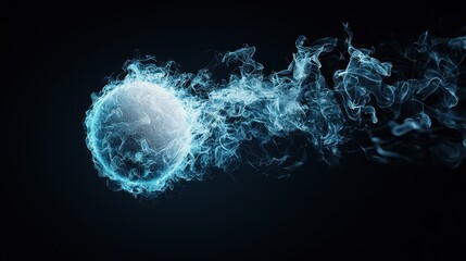 Dynamic Blue Fire Squash Ball in Hyper-Realistic Cinematic Lighting