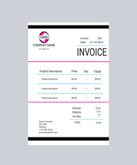 stylish blue business invoice template Design, modern business payment arrangement, and Business invoice form template. clean invoice template vector design. professional invoice  Art & Illustration