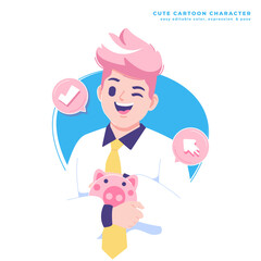 savings concept with businessman illustration