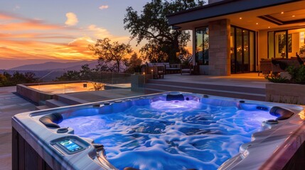 Luxury resort jacuzzi with beautiful views AI generated image