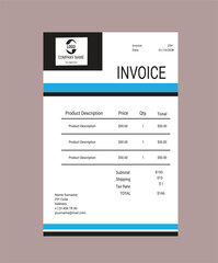 stylish blue business invoice template Design, modern business payment arrangement, and Business invoice form template. clean invoice template vector design. professional invoice desert & Illustration