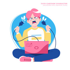 angry boy signal connection issue design