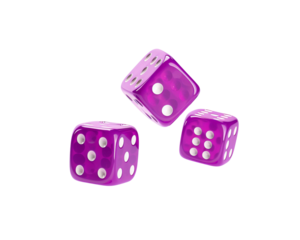 Colorful purple dice with white dots, perfect for games, gambling, or decoration. Ideal for playful and fun themes.