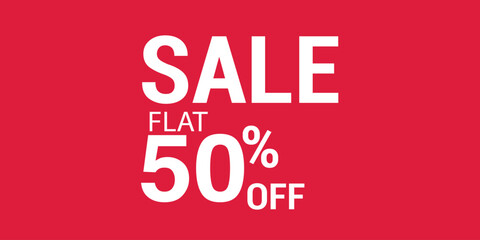 Flat 50% Off Sale Banner Vector