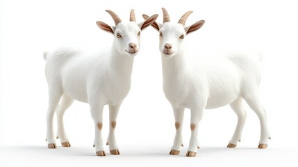Fototapeta premium Goats (milk and cheese production) clipart, element, 3D illustration, realistic, isolated on white background