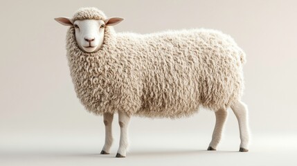 Fototapeta premium Sheep (wool) clipart, element, 3D illustration, realistic, isolated on white background