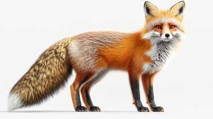 Obraz premium Foxes (fur) clipart, element, 3D illustration, realistic, isolated on white background