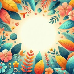 summer Background with Leaves. illustration bright background