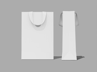 White Blank Paper Shopping BagS With Ribbon Handle 3D Mockup