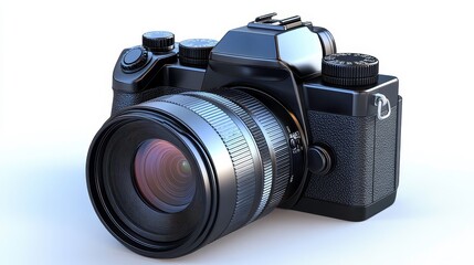 Fototapeta premium Digital cameras clipart, element, 3D illustration, realistic, isolated on white background