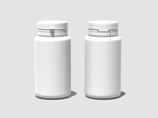 White Plastic Medicine Bottle Isolated Mockup 3D Render