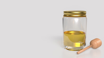 The Honey dipper stick and jar for food and health concept 3d rendering.