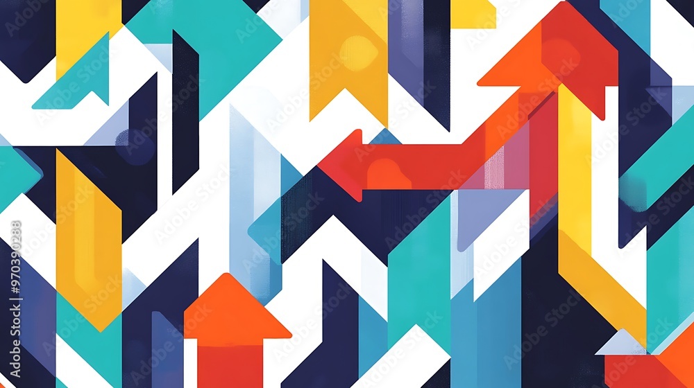 Aufkleber abstract geometric pattern with colorful arrows and stripes