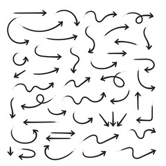 Brush Arrows Set on White Background