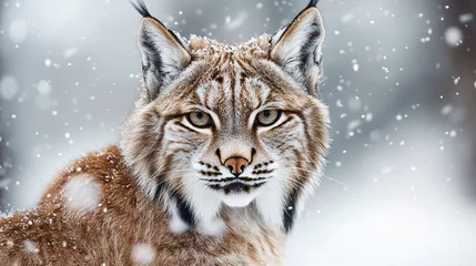 Papier peint photo  Lynx in Snowy Mountains  © Beer AI
