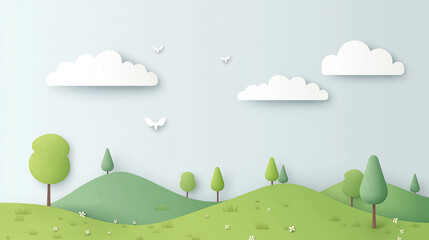 Fototapeta premium vector illustration cute hills and sky.