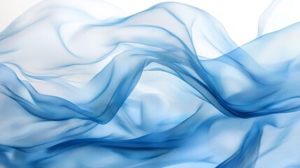 Obraz premium Blue translucent fabric flowing like waves