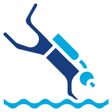 blue diver diving into water clip art preview