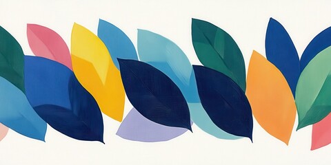 Colorful abstract leaves create a vibrant, modern design, perfect for backgrounds or nature-themed projects.