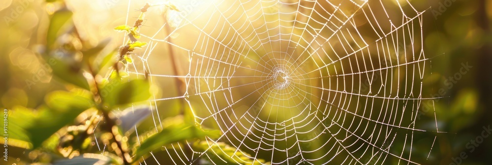 Poster the exquisite radial symmetry of a kite spider web a member of the orb web family captured in the ge