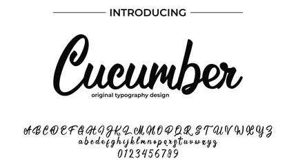 Cucumber Font Stylish brush painted an uppercase vector letters, alphabet, typeface
