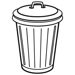 Trash bin line art vector silhouette illustration on a white background