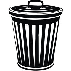 Trash bin line art vector silhouette illustration on a white background