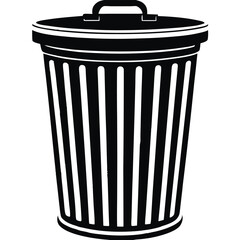 Trash bin line art vector silhouette illustration on a white background