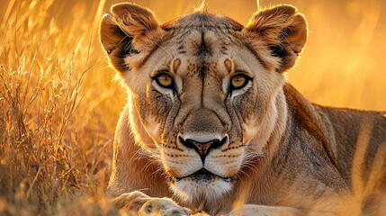 Fototapeta premium Lioness Resting in Savannah