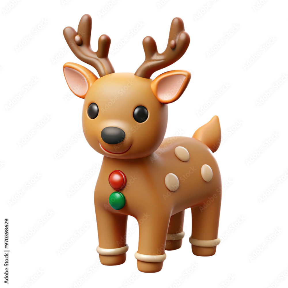 Wall mural gingerbread deer with chrismas 3d cartoon style illustration