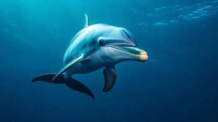 Fototapeta premium Dolphin Swimming in Deep Blue Sea