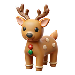 Obraz premium gingerbread deer with chrismas 3d cartoon style illustration
