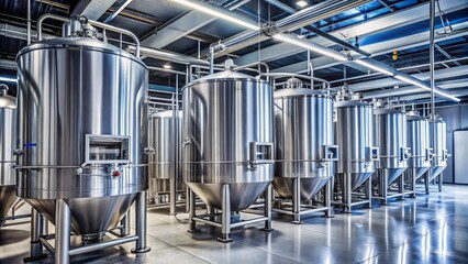 Sleek stainless steel fermentation tanks line a modern biotech facility, humming with activity as they produce pharmaceuticals and other industrial bioproducts.
