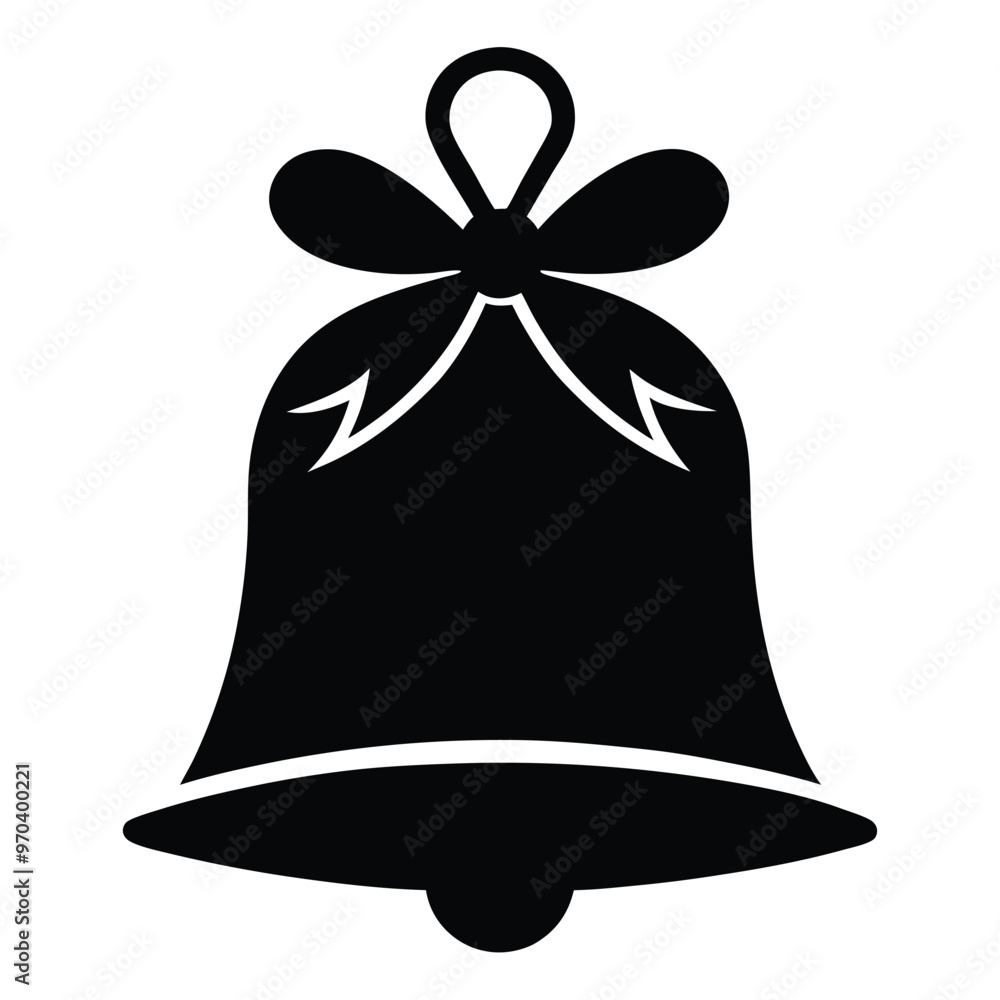 Sticker Hand Drawn Christmas Bell Silhouette.