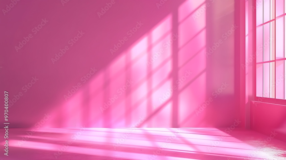 Poster abstract pink color gradient studio background with window shadows, plain background with copy space