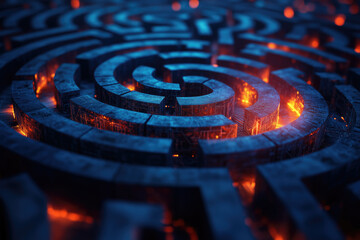 Navigating the Maze of Financial Planning - 3D Icons for Wealth Management Strategy, High-Detail C4D Render with Luminosity