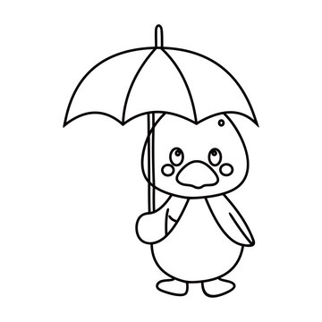 recommend clip art: Duck With Umbrella in the rain  line art