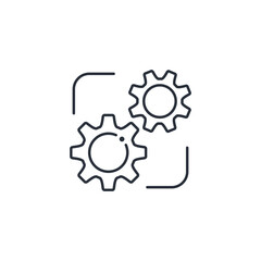 Complex process of task execution. Vector linear icon isolated on white background.