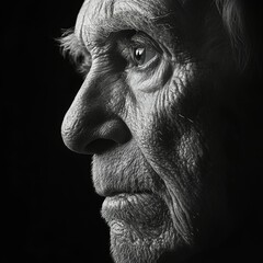 Obraz premium Close up Portrait of Elderly Man in Black and White