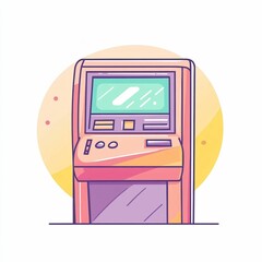 Naklejka premium This illustration showcases a stylized ATM with a vibrant background, emphasizing the importance of accessible banking and financial transactions