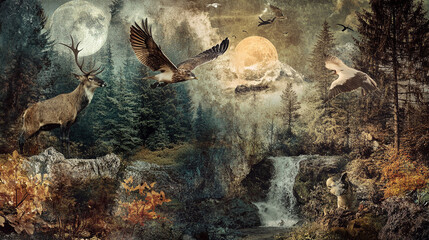 Fototapeta premium nature and wildlife, combining different textures