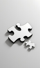 Obraz premium A minimal illustration of a single jigsaw puzzle piece, slightly raised above the surface. The design symbolizes problem-solving, fitting in, and completeness